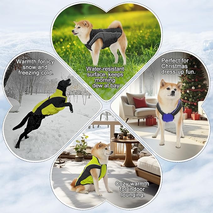 Dog Coat, Water-Resistant Dog Clothes, Warm Fleece Lining Dogs Coats, Winter Windproof Dogs Jackets with Reflective, Pet Vest for Small Medium Large Pets - 1 PCS