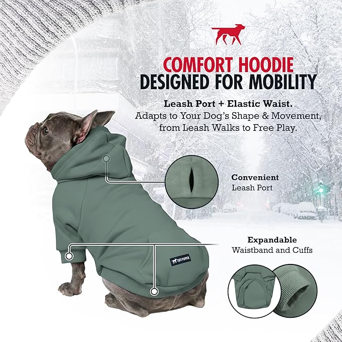 Tuff Pupper Dog Hoodie | Premium Quality 100% Organic Cotton | Ultra Soft Interior for Superior Comfort | Elastic Cuffs & Drawstring for Warmth | Stretch Fit Suitable for All Breeds (Teal, L)
