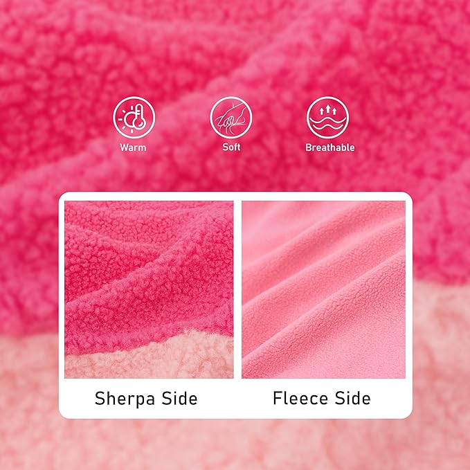 cyeollo Warm Dog Coat Sherpa Dog Winter Coat, Reversible Fleece Dogs Jackets Sweater Vest for Medium Large Dogs Female, Soft Cold Weather Pet Clothes, Rose Red XXL