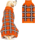 PUPTECK Dog Sweaters for Large Medium Small Dogs - Fall Classic Plaid Style Puppy Holiday Winter Coat Clothes Warm, Reddish Orange, ML