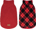 cyeollo Small Dog Coat, Sherpa Dog Winter Coat Reversible Warm Fleece Dogs Jackets Sweater Vest for Small Dogs Male with Leash Hole, Soft Cold Weather Pet Clothes, Buffalo Plaid L
