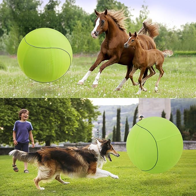 25" Herding Ball for Dogs & Horses with Green Nylon Cover, for Australian Shepherd Training Toy, for Medium & Large Pets Outdoor Play & Exercise