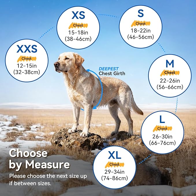 VIVAGLORY Snowrap Dog Coat, Jacket with Harness Hole & Velcro Closure, Dog Coat for Winter & Cold Weather, Fluffy Warm Fleece Lined Reflective Water Resistant for Puppy, L, Black