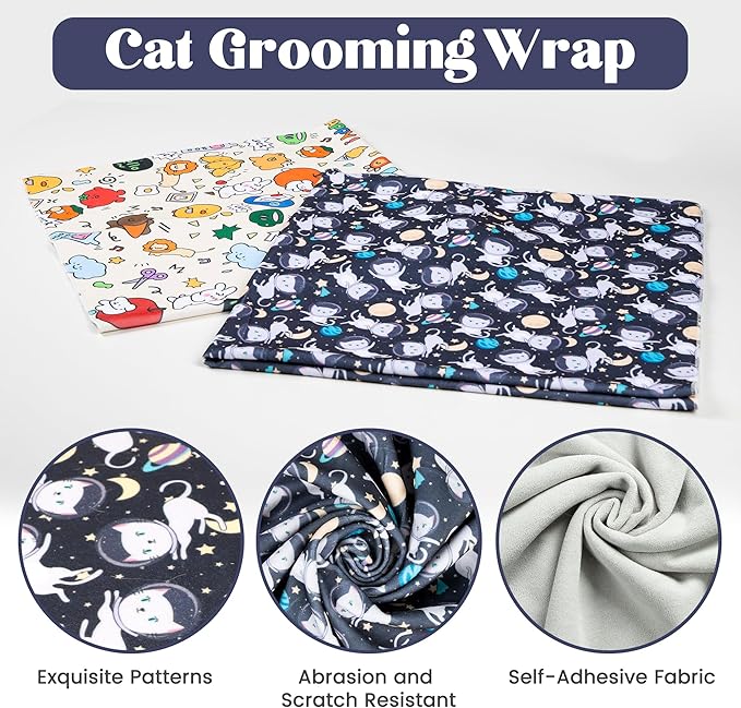 27.6'' Cat Wrap for Cutting Nails, Cat Restraint for Nail Clipping, Cat Swaddle Wrap, Cat Burrito Wrap Can Be Applied to Cat Nail Trimming, X-Large, Within 15lbs