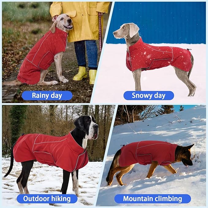 MIGOHI Waterproof Dog Jacket,XL Dog Coat,Reflective XL Fleece Jacket for Dogs,Extra Large Winter Coat Snowsuit,Large Snow Clothes for Dogs Male Female,Australian Shepherd,Beagle,XL,Red