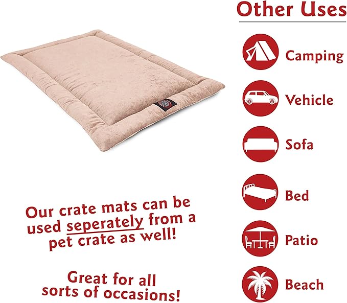 Majestic Pet Dog Crate Mat - Machine Washable Soft Plush Pet Bed Pad for Crates & Kennels USA Crafted 24"x18" Villa Pearl