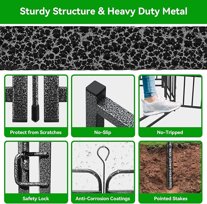 Square Steel Pipe Dog Fence Outdoor 32 Piece Panels 40" Height Anti-Rust Heavy Duty Dog Playpen with Doors Portable for Yard RV Camping, Total 71FT, 406 Sq.ft, Snowy Black