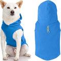Gooby Fleece Vest Hoodie Dog Sweater - Blue, Large - Warm Pullover Dog Hoodie with O-Ring Leash for Small to Medium Dogs