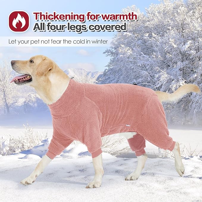 Dog Winter Coat for Small Medium Large Dog for Run Walk Sleep Warm Fleece Pet Sweater & Windproof Pajamas Snow Jacket 3XL Pink