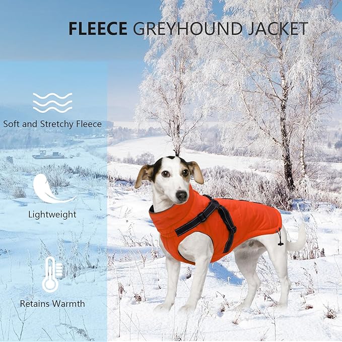 Geyecete Winter Warm Coat Waterproof Dog Winter Jacket with Harness Traction Belt,Pet Outdoor Jacket Dog Autumn and Winter Clothes for Medium, Small Dog-Orange-XS