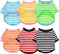 Geyoga 6 Pieces Dog Striped T-Shirt Cotton Breathable Pet Apparel Colorful Puppy Sweatshirt Clothes for Small to Medium Dogs Puppy(XL)