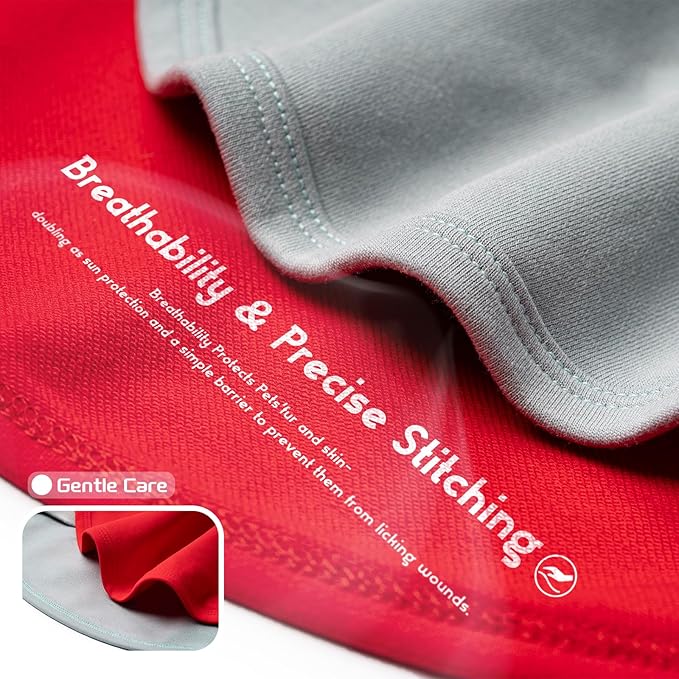 Koneseve Dog Shirt Breathable Cotton Stretchy Clothes for Small Pets 2-Pack Sunny Red & Smoky Blue S