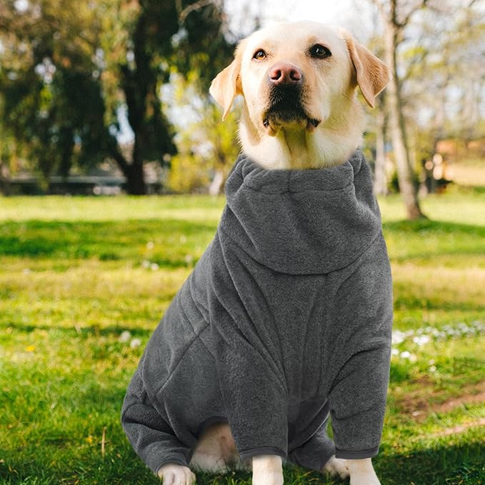 ROZKITCH Large Dog Sweaters for Male Dogs, Pet Windproof Warm Cold Weather Jacket Vest Cozy Jumpsuit Apparel Outfit Clothes for Small Medium Large Dog Walking Hiking Sleep Grey 2XL