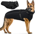 PUMYPOREITY Dog Coat with Harness Built in, Reflective Fleece Jacket, Thick and Warm Winter Coat, Medium Dog Jacket with Zip, Cold Weather Coats for Outdoor, Waterproof Pet Snowsuit, Black, L