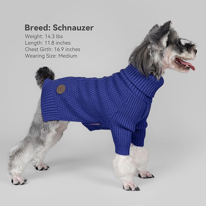 cyeollo 4XL Dog Sweater,Pullover Turtleneck for Large Dogs, Classic Knitwear Fall Winter Cold Weather Pet Clothes Warm Pet Apparel Large Big Dog Sweaters Male, Royal Blue XXXXL
