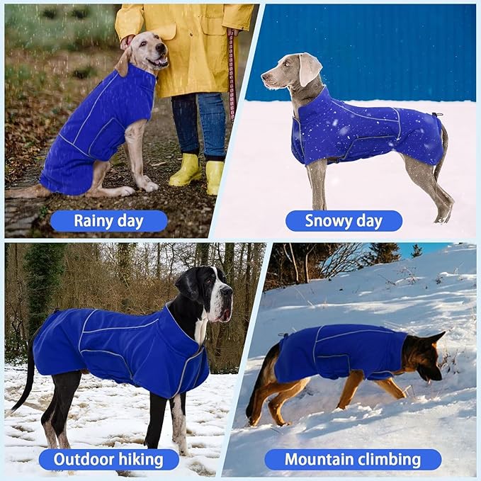 MIGOHI Waterproof Dog Jacket,XL Dog Coat,Reflective XL Fleece Jacket for Dogs,Extra Large Winter Coat Snowsuit,Large Snow Clothes for Dogs Male Female,Australian Shepherd,Beagle,XL,Blue
