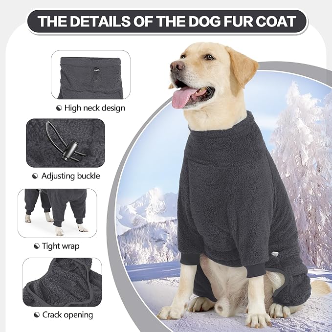 Fleece Dog Sweater for Small Medium Large Dog for Run Walk Sleep Winter Jacket & Windproof Clothes Coat XS Grey