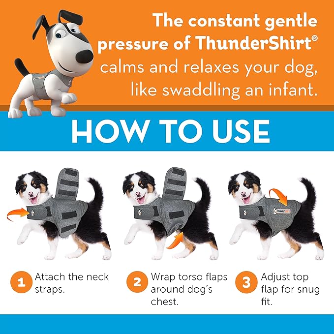 ThunderShirt for Dogs, Medium, Blue Polo - Dog Anxiety Relief Calming Vest