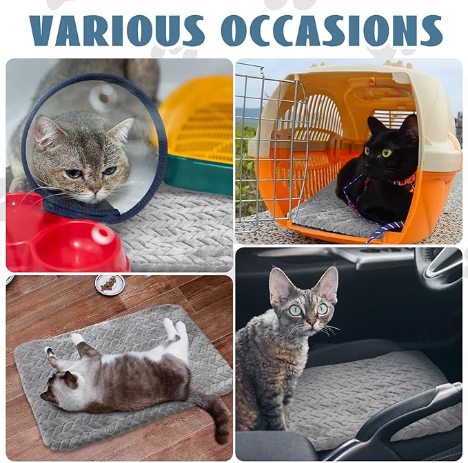4 Pack Self Heating Cat Pad 16 x 20 Inch Self Warming Cat Bed Non Slip Warm Dog Pad Mat Washable Pet Kennel Crate Bed Mat for Indoor Outdoor Pets(Gray,16 x 20 Inch)