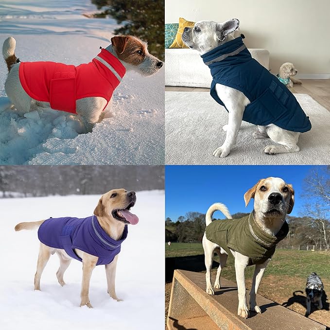 Dog Coat, Waterproof Winter Jacket, Warm Windproof Vest, Reflective Adjustable Turtleneck Coats for Medium and Large Dogs with Hook & Loop - Pink02 - L
