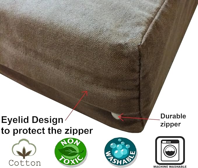 Dogbed4less Premium Jumbo HeadRest Orthopedic Cool Memory Foam Dog Bed for Large and Extra Large Dogs, Waterproof Liner with Durable Denim Cover, 55X47X4
