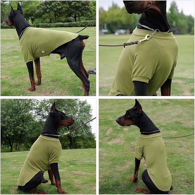 Lovelonglong Ribbed Dog T-Shirt Cotton Knitted Dog Sweaters for All Season Pet T-Shirts for Large Medium Small Dogs Olive Green L