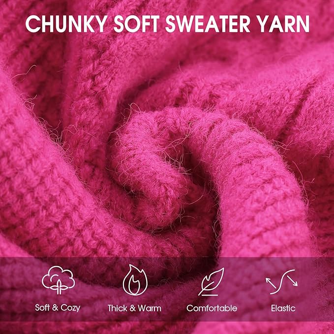Queenmore Dog Sweater Small, Dog Sweaters for Small Dogs Girl or Boy, Small Dog Christmas Sweater, Winter Puppy Doggie Sweatshirt Knitwear, Pet Chunky Warm Coat for Medium Large Size Dogs, Fuchsia S