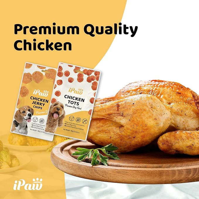 iPaw Chicken Chips Dog Treats for Puppy Training, All Natural Human Grade Dog Treat, Hypoallergenic, Easy to Digest (Chicken Chips)