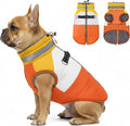 azuza Dog Jacket for Small Dogs Waterproof Dog Coat with Reflective Strips and Harness Built in Warm Fleece Dogs Winter Coat Windproof with Back Zipper, Orange M