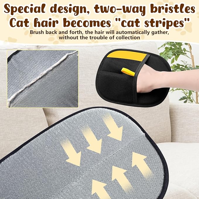 Magic Brush Pet Hair, Pet Hair Remover Gloves for Cats & Dogs, Newly Upgraded Reusable Electrostatic Pet Hair Remover Glove, for Couch Furniture, Carpet, Curtain