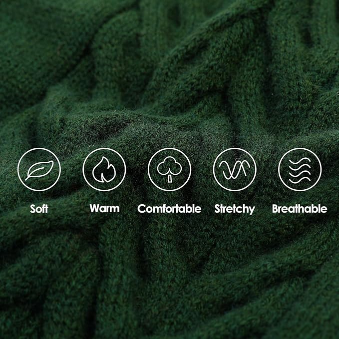 Dog Sweaters for Medium Dogs Classic Turtleneck Dog Christmas Sweater Thick Warm Pullover Male Puppy Pet Stretch Knitwear Fall Winter Clothes with Leash Hole(Green, M)