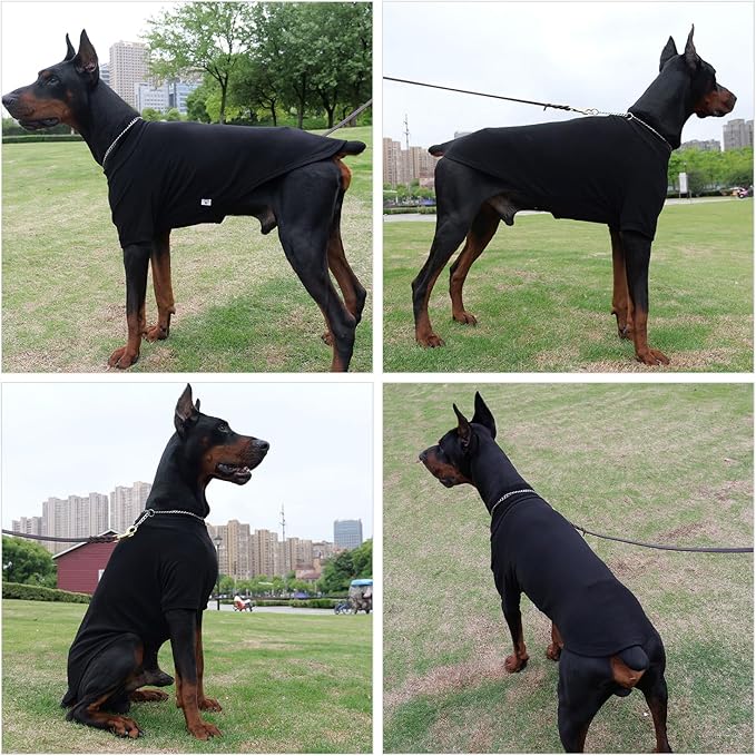 Lovelonglong Ribbed Dog T-Shirt Cotton Knitted Dog Sweaters for All Season Pet T-Shirts for Large Medium Small Dogs Black 2XL