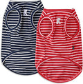 Koneseve Dog Shirt Vest Lightweight Stretchy Dog T-Shirts Soft Cool Sleeveless Stripe Vests Breathable Clothes for Puppy Kitty Cats Small Medium Large Dogs 2 Pack Red + Blue [ 5XL ]