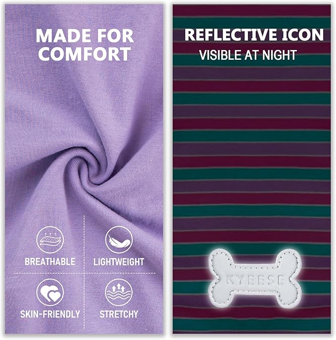 KYEESE 2Pack Dog Shirts Striped T Shirt Soft Tee for Small Dogs Cotton Tank Top Lightweight Sleeveless Vest Dog Clothes, Small,Purple+Striped