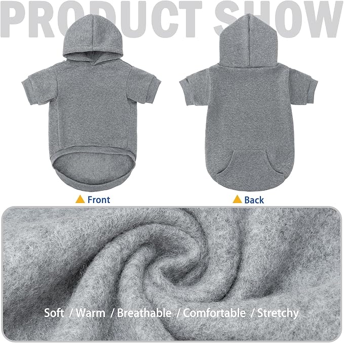 SCENEREAL Dog Hoodie Sweaters for Small Medium Large Size Dogs, Fleece Pet Sweatshirt with Hat and Pocket,Soft Cold Winter All Weather Puppy Clothes for S to XL Sized Dogs,Grey (M)