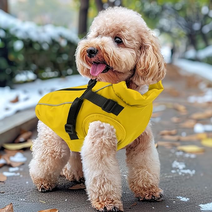 Dog Winter Coat Reflective Water-Resistant Jacket, Fleece Lined Windproof Puppy Coat with Back Zipper & D-Ring, Cold Weather Dog Coats for Small Medium Large Dogs (S, Orange)