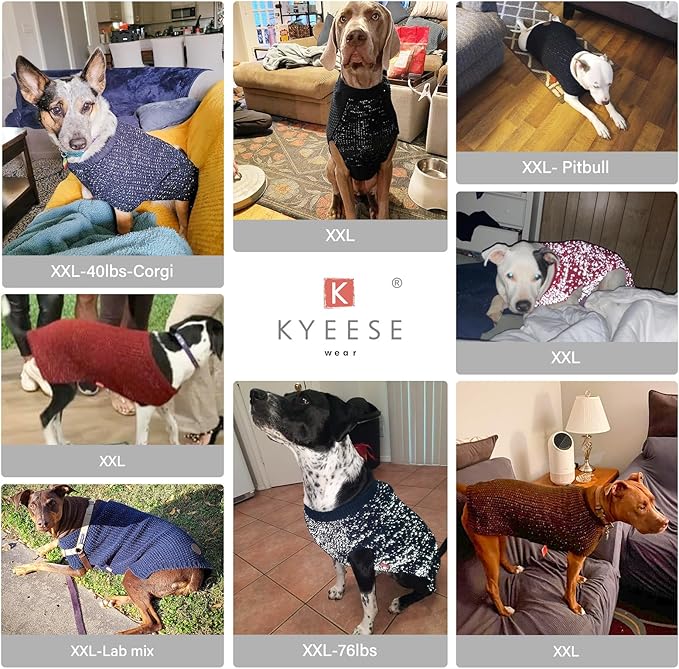 KYEESE Dog Christmas Sweater for Large Dogs with Leash Hole Warm Pullover with Reflective Yarn Male Thick Stretchy Knitwear Winter Soft Pet Coat boy Cold Weather Comfy Dog Sweaters,Green, XX-Large