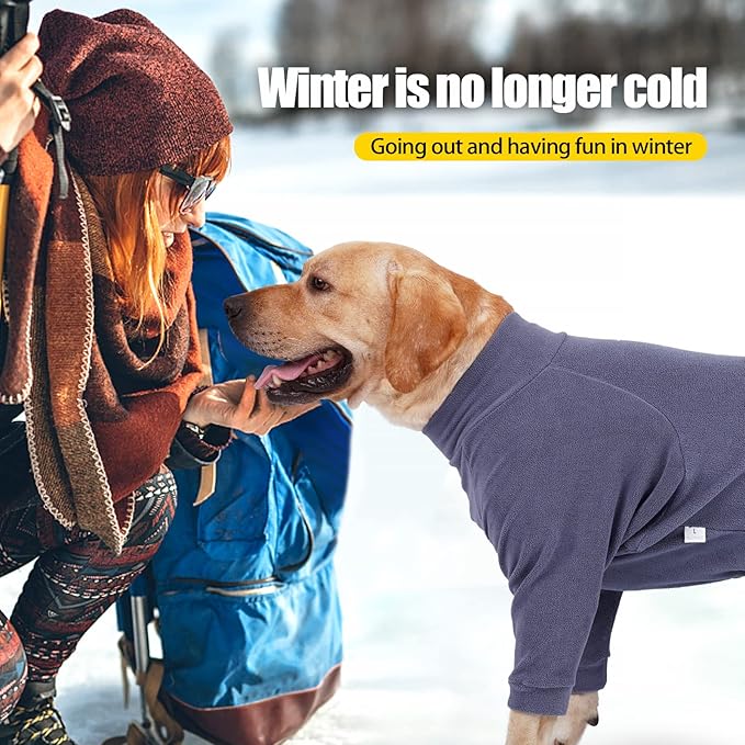 Dog Winter Coat,Warm Dog Jacket,Puppy Polar Fleece High Collar Full Body Snowsuit,Comfort Windproof Sweater(Grey,Large)