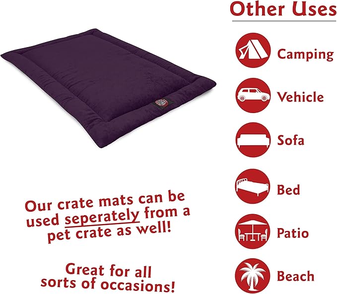 Majestic Pet Orthopedic Memory Foam Dog Crate Mat - Plush Pet Bed Pad for Crates & Kennels | USA Crafted | 36"x23" Villa Aubergine