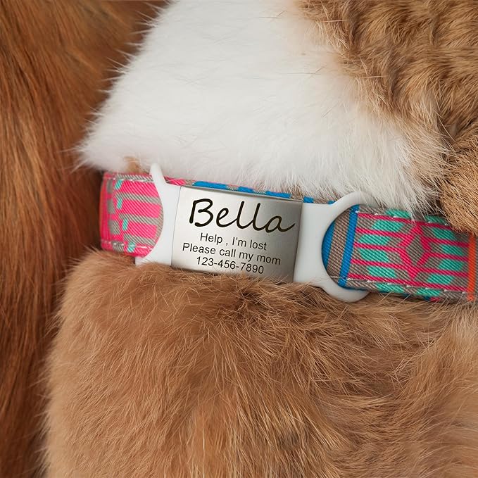 Anavia Slide On Silent Pet ID Tags, S/M/L/XL Personalized Multi-Color Silicone Band Cat Dog Name Tags, Customized Engraved Stainless Steel, Chew-Proof Quiet Dog Collar Tags (Red, X-Large)