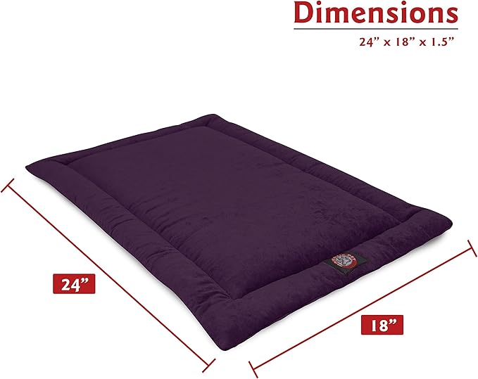 Majestic Pet Dog Crate Mat - Machine Washable Soft Plush Pet Bed Pad for Crates & Kennels USA Crafted 24"x18" Villa Aubergine