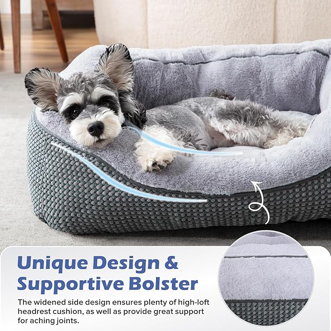 INVENHO Small Dog Bed for Small Dogs, Cat Beds for Indoor Cats Washable, Orthopedic Dog Bed, Warming Soft Calming Sleeping Puppy Bed Durable Pet Bed with Anti-Slip Bottom S(20"x19"x6")