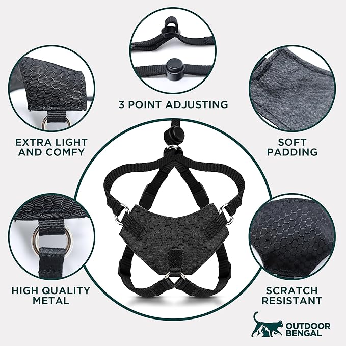 Houdini™ Escape Proof Cat Harness and Leash Set by OutdoorBengal – Orange, Large Cat Harness for Walking Big Cats