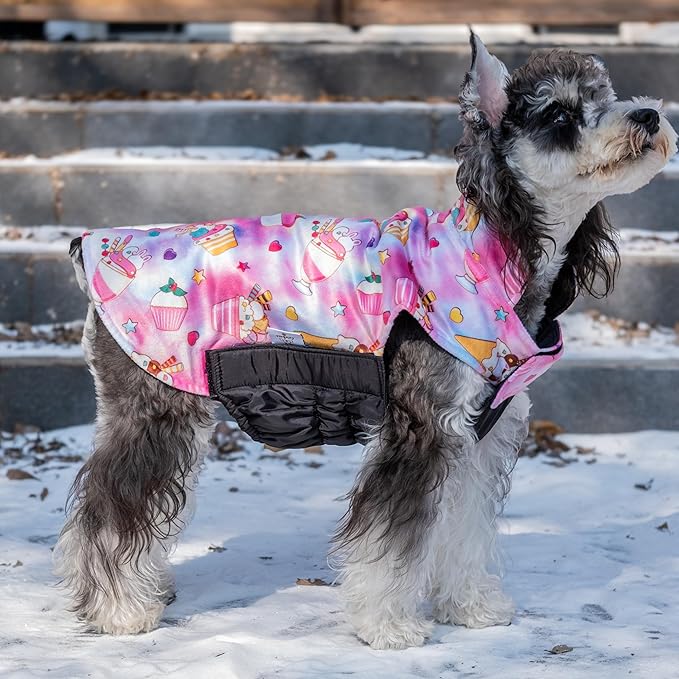 CuteBone Winter Dog Coat - Waterproof Windproof Reversible Vest, Thick Adjustable Cold Weather Jacket for Small Medium Large Dogs, Soft With Leash Hole