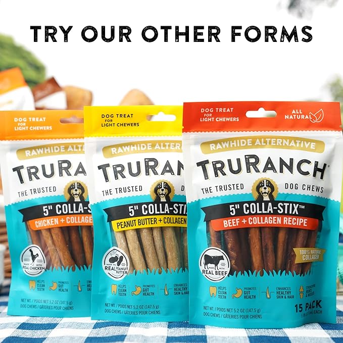 TRURANCH Collagen Chips - Collagen Dog Treats - Long Lasting Healthy Joint Support - Rawhide Alternative Chips - Skin & Coat Health - Made with Real Chicken, Value Pack, 15 Bags, 7.5 lbs