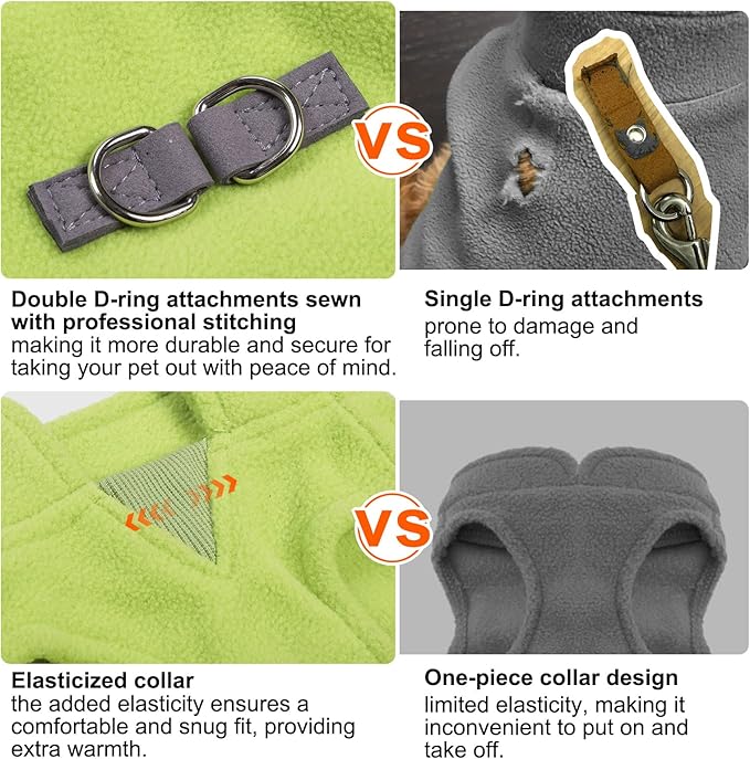 BEAUTYZOO Dog Fleece Vest Sweater Winter Jacket for Small and Medium Large Dogs with D-Ring Leash Cold Weather Coat Hoodie for XS S M Dogs Boy or Girls