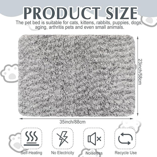 4 Pack Self Warming Cat Pads Self Heating Cat Mat Washable Homeless Dogs Thermal Pads Kennel Pad Reflects Body Heat Warm Crate Bed Mat for Indoor Outdoor Pet(Gray,22 x 35 Inch)