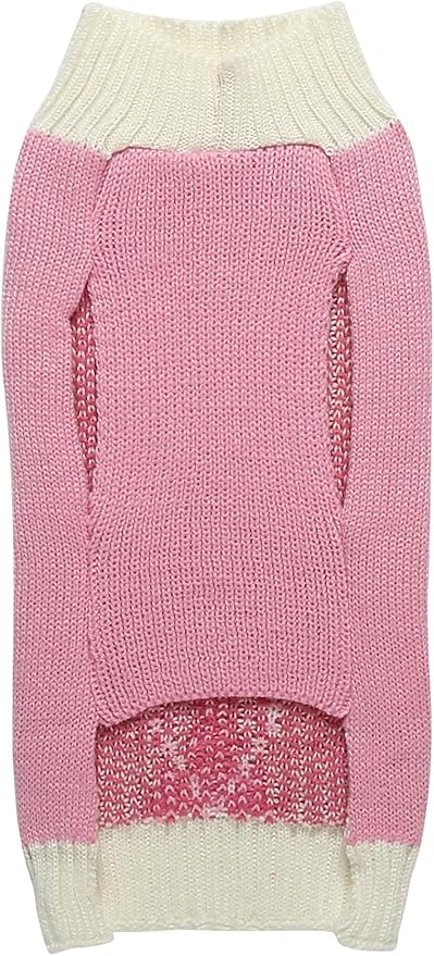 Pink Argyle Knit Dog Sweater for Girl, Pet Clothes for Dog Coat Sweatshirt Large (L) Girth 18-20"