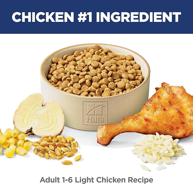 Hill's Science Diet Light, Adult 1-6, Weight Management Support, Dry Cat Food, Chicken Recipe, 4 lb Bag