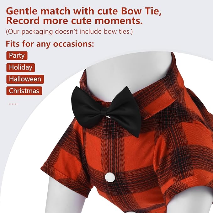 Koneseve Dog Shirt Plaid Dog Clothes for Small Dogs Boy Girl Cat Clothes Soft Puppy Outfit Adorable Pet T-Shirts Kitten Grid Costume Apparel Thanksgiving Christmas Clothing (Red#1; S/Small)